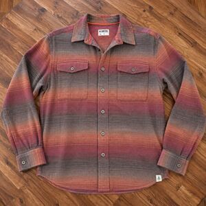 Lake & Trail Shirt Mens XL Rust Gray Striped Button Up Long Sleeve Outdoor